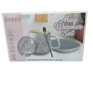 Poppy Speckled Mug Warmer Set - Black and Gray NEW